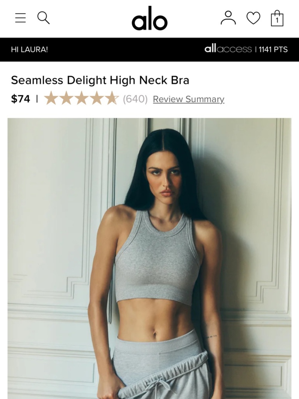 Alo Seamless Delight High Neck Bra - Picture 2 of 2